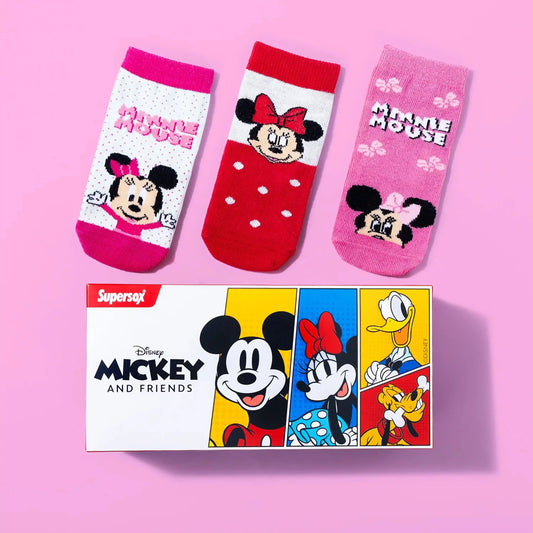 Disney Minnie Mouse Ankle Socks - Girls (Pack of 3) Supersox 3000