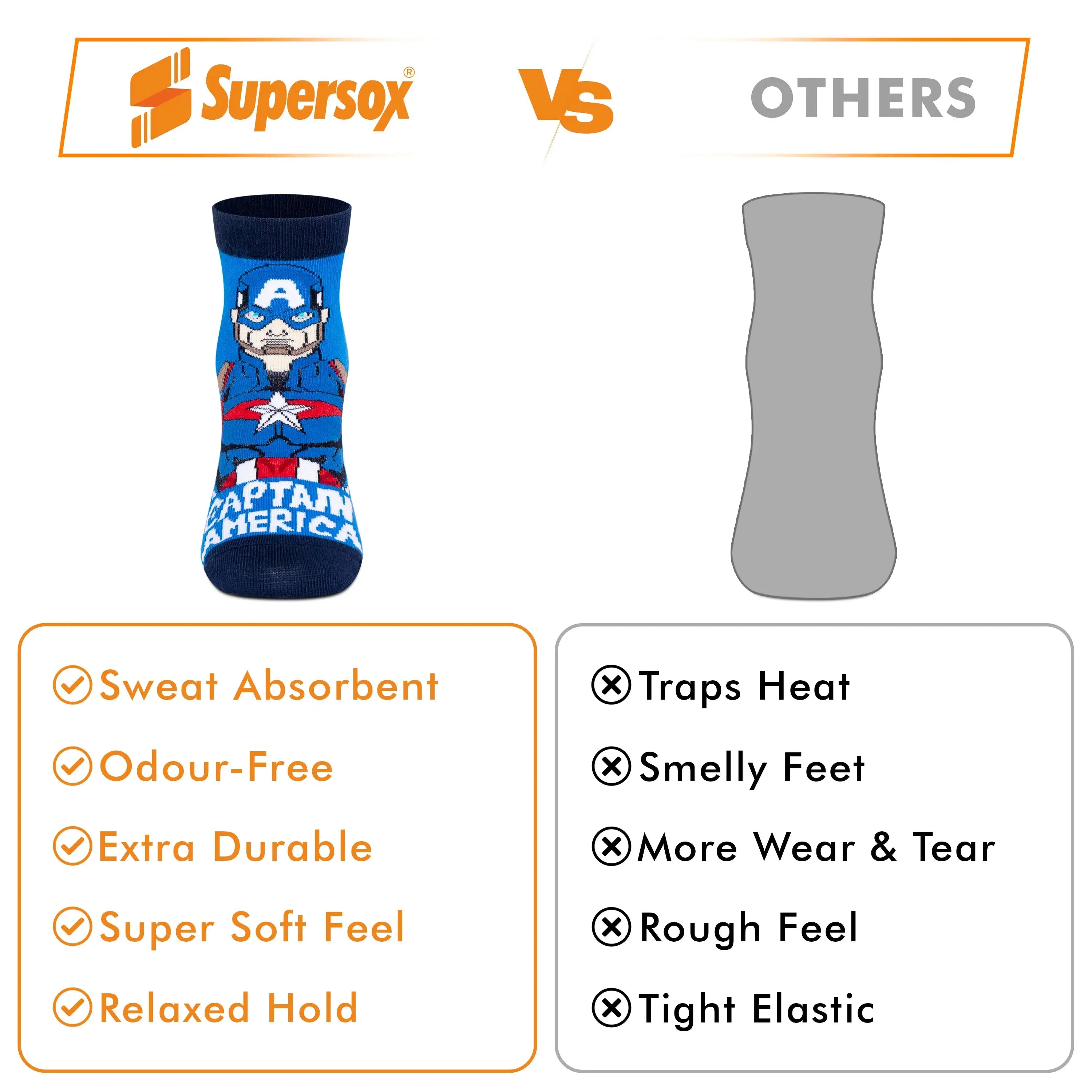 Marvel Avengers Ankle Socks - Boys (Pack of 3) Supersox