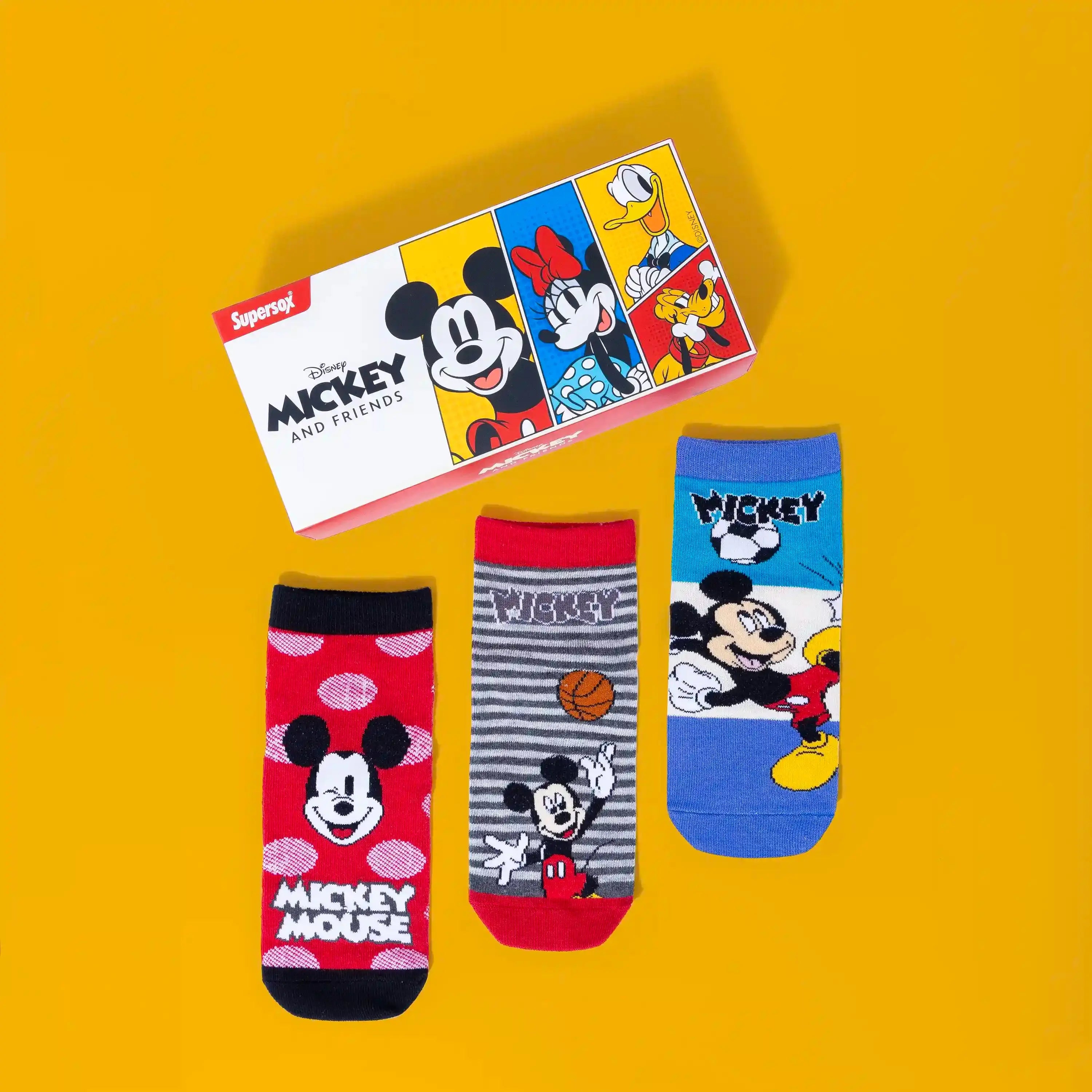 Disney Mickey & Friends Ankle Socks - Boys (Pack of 3) Supersox
