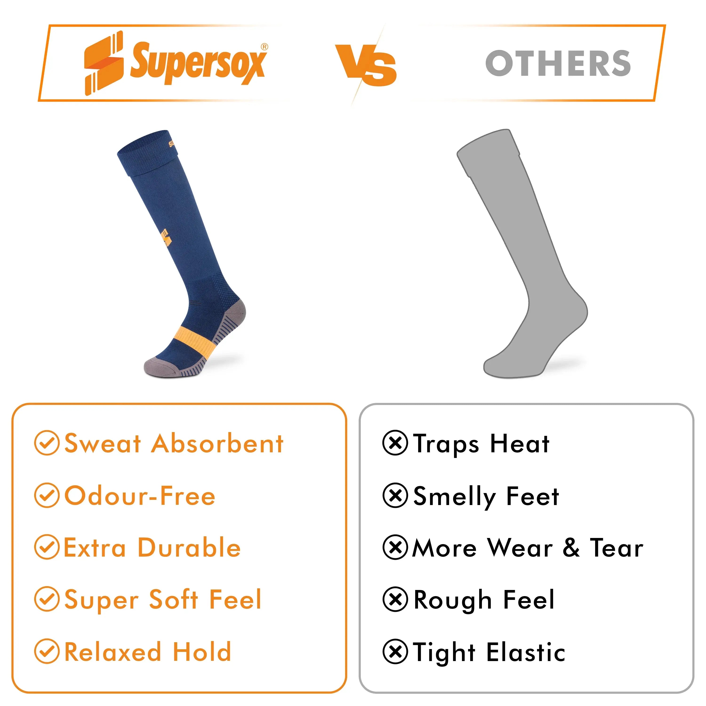 Football Knee Length Socks - Boys (Pack of 2) Supersox