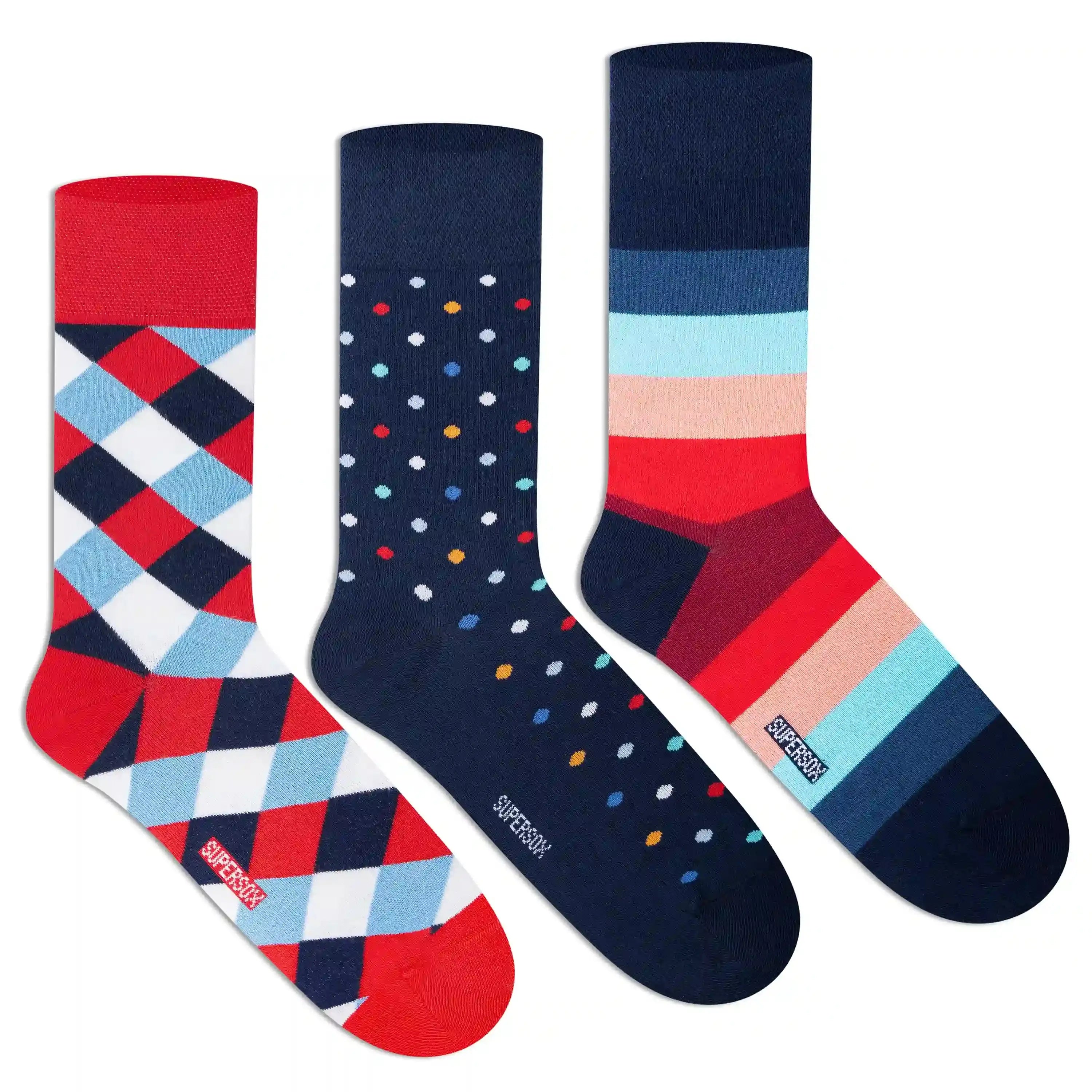 Funky Crew Socks (Unisex) - Pack of 3