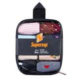 WomenÃ¢â‚¬â„¢s travel pouch with Supersox branding, shown closed on white background.